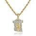 Gold Tone Silver Stardust Iced Micro Jesus Pendant 4mm 24'' Rope Chain Necklace