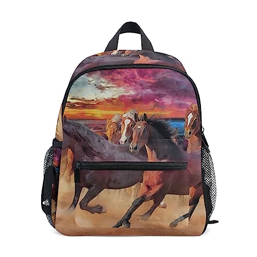 Sac à dos pour enfant motif troupeau de chevaux Mnsruu un beau cadeau d'anniversaire