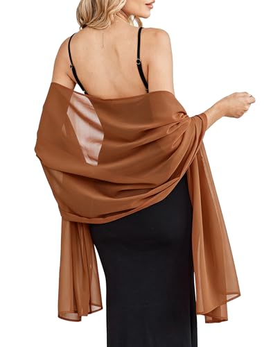 Avidlove Versatile Chiffon Scarf Wrap Lightweight Shawl for Wedding Evening Formal Womens Fashion Light brown