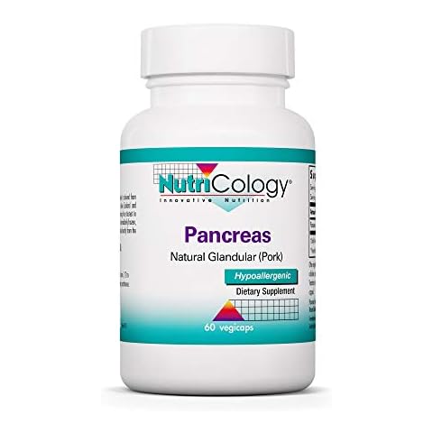 Nutricology Pancreas Pork 425mg Supplement - Pancreas Natural Glandular, Pancreatic Enzymes, Digestive Enzymes for Pancreas, Amylase, Protease, Lipase, Hypoallergenic - 60 Count Cover