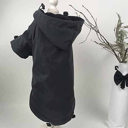 Dog Reflective Hoodie Pet Raincoat Waterproof Dazzling Jacket Thickened Autumn Winter Padded Jacket And Reflective Warm Sweater Color Changed Pet Costume For Pupp Pet Clothes Rack Hanger (Black, Xl) #TOP6