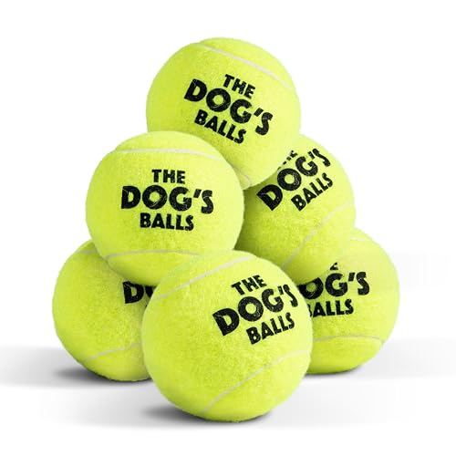 Image of The Dog's Balls – Dog Tennis Balls, Yellow, Medium, 6‑Pack - Non-Abrasive Felt Fetch Balls, Tough Rubber Core, Floats in Water