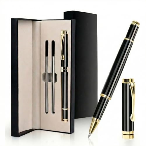 高級黒油性ボールペン 黒替え芯2本付属 