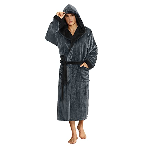 U2SKIIN Men's Hooded Robe – Plush Fleece Bathrobe