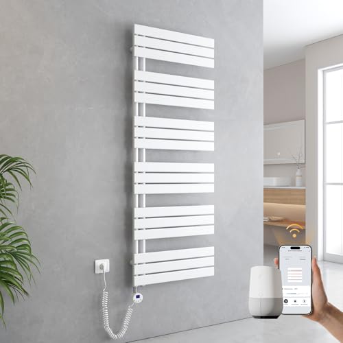 EMKE Handtuchheizkörper Elektrisch 1599x600 mm, WiFi Intelligenter Badheizkörper Elektrisch mit Thermostat Elektrischer Handtuchwärmer Handtuch Heizkörper Bad mit Heizstab Weiß 1000W EMKE Handtuchheizkörper Elektrisch 1599x600 mm, WiFi Intelligenter Badheizkörper Elektrisch mit Thermostat Elektrischer Handtuchwärmer Handtuch Heizkörper Bad mit Heizstab Weiß 1000W