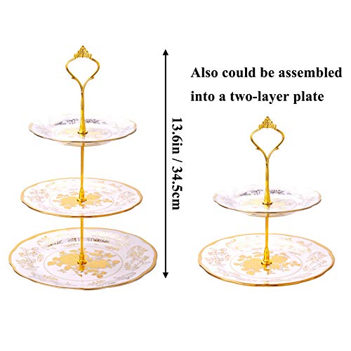 3-Tier 14.6'' Cupcake Stand Hardware Fittings, Metal Mold Crown Holder Diy Making For Fruit Plate Cake Stand Snack Tray Replacement Parts For Tea Party Wedding Decoration (6 Sets - Gold) #TOP1