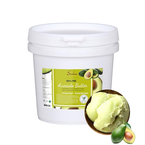 SULU ORGANICS 7 Lbs USDA Unrefined Cold Pressed Avocado Butter- Cosmetic Grade-Cruelty Free-Vegan-Soap Making-Skin Care-Bulk Size