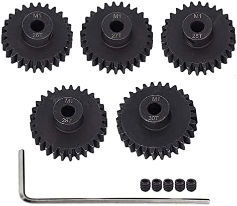 AMOGOT Metal Steel M1 Pinion Gear Sets 26T 27T 28T 29T 30T 5mm Shaft Motor Gears with Hex Key for 1/10 RC Brushless Brush Motor