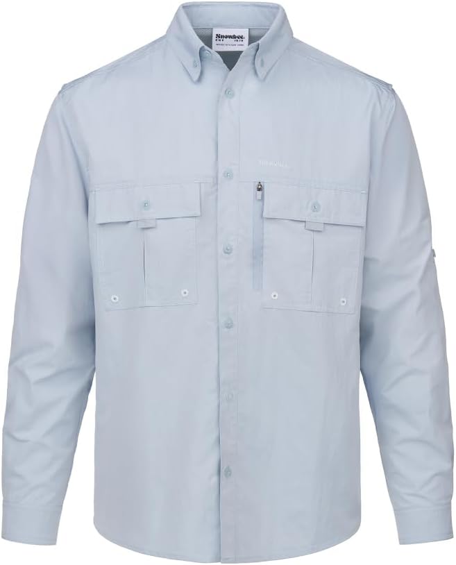 SNOWBEE Prestige Technical Fishing Shirt – Long Sleeve Fishing Shirt with Ventilation and Multiple Pockets, S to XXXL - Blue
