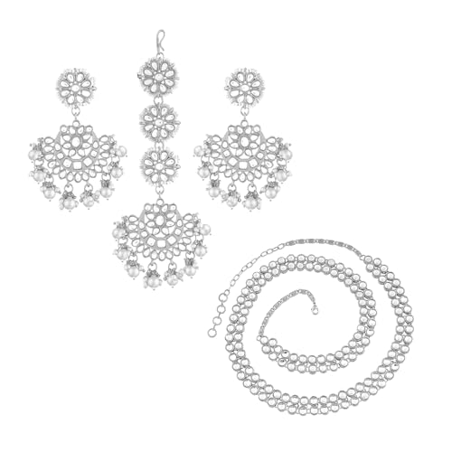 Image of Peora Traditional Ethnic Kundan Pearl Traditional Jewellery Set Gift for Women