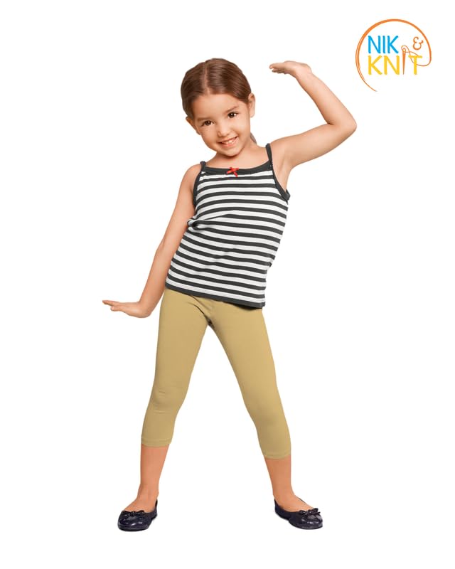 Image of NIK & KNIT Premium Stretchable Plain Capri Leggings for Girls /Kids | Night Wear | Leggings /Capris (Top /T-Shirt NOT Included)