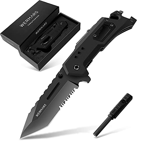 Folding Pocket Knife, Christmas Gift for Men, Folding Knife with Liner Lock, Multitool Knife for Hiking, Camping, Survival, Hunting, Camping Knife with Pocketclip