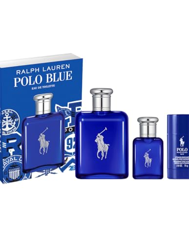 Lista de Polo Ralph Lauren Perfume que Puedes Comprar On-line. 46 Ralph Lauren - Set De Regalo Polo Blue Eau de Toilette, Fragancia Fesca en Versión de 125ml, Versión de 40ml y Desodorante Polo Blue, Estilo Libre y Casual, 3 piezas