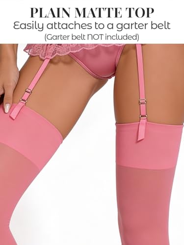 Image of Mila Marutti Thigh High Stockings for Women | Garter Belt Stockings Semi Opaque 40D | Colored Suspender Stockings Pantyhose