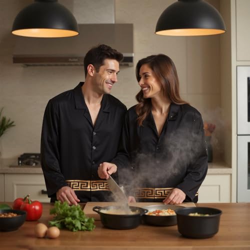 Mens Pajamas Set Luxurious Satin Matching Pajamas for Couples Silk Like PJS4