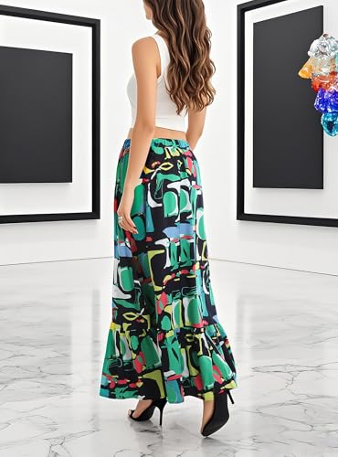 Urban CoCo Women's Summer Flowy Boho A-Line Pleated Maxi Skirt Elastic Waist Long Beach Skirts with Pockets4