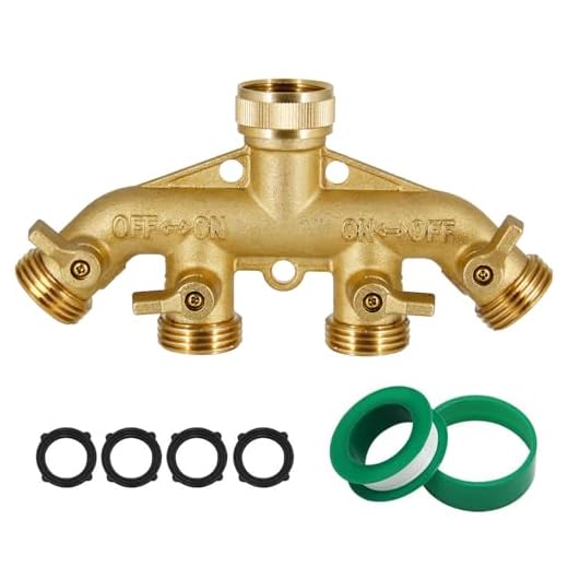 Triumpeek 4 Way Brass Hose Splitter, Heavy Duty 4-Way Garden Hose Connector 3/4 Inch, Solid 4 Way Hose Adapter