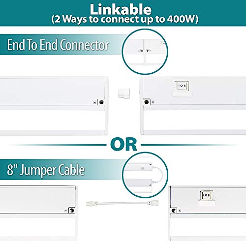 Nsl Led Under Cabinet Lighting Dimmable Hardwired Or Plugged-In Installation - 3 Color Temperature Slide Switch - Warm White (2700K), Soft White (3000K), Cool White (4000K) - 18 Inch White Finish #TOP5