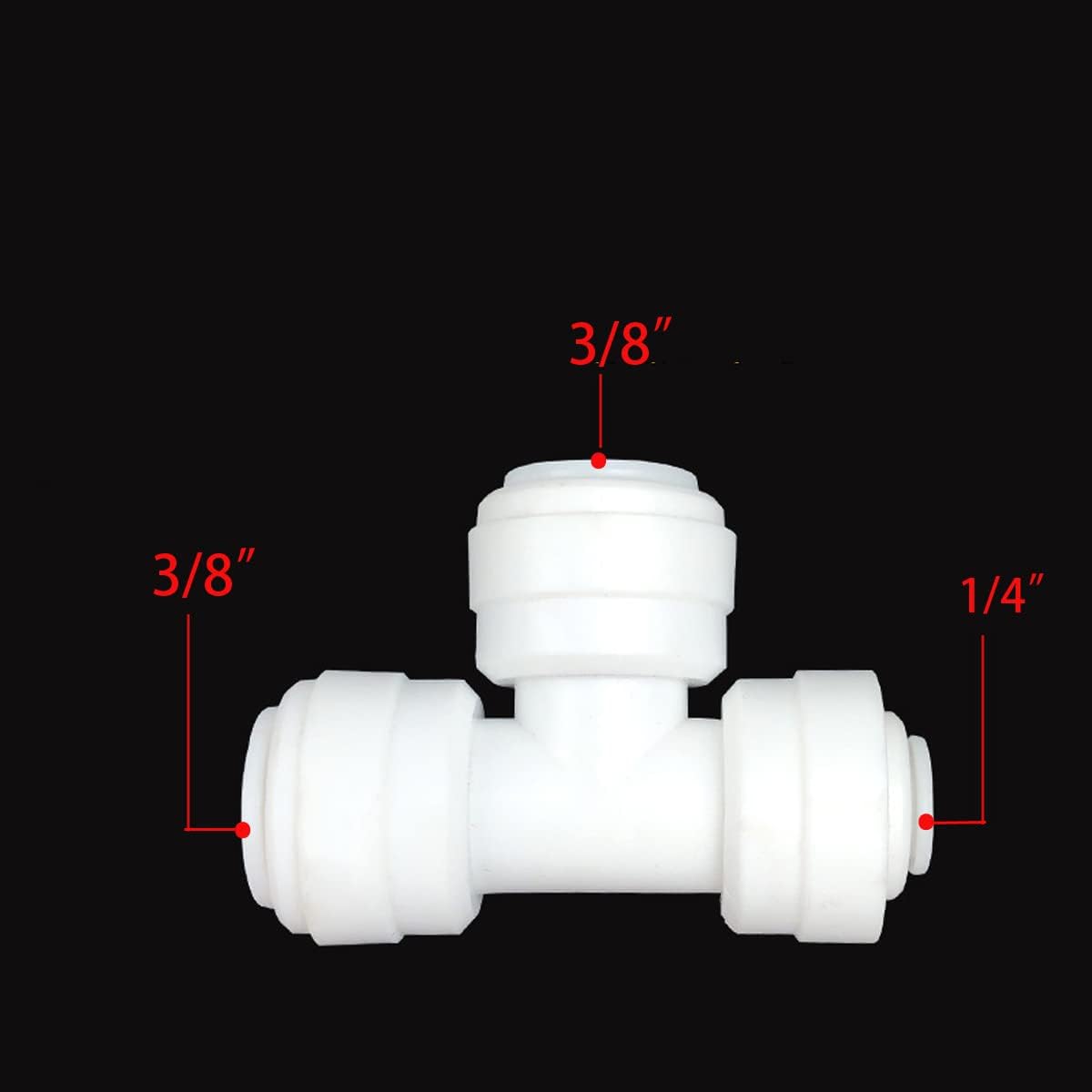 Tee 3/8" x 3/8" x 1/4" QC Quick Connect RO Fittings Parts for Reverse Osmosis System (10 Pack)