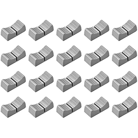 sourcing map 20 Stk. Mischpult Schieberegler Knöpfe Ersatz für Potentiometer Grau Knob Schwarz Mark 24mmx11mmx10mm Cover