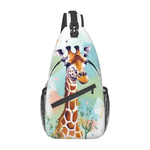 Sac à dos unisexe noir léger avec illustration girafe de voyage