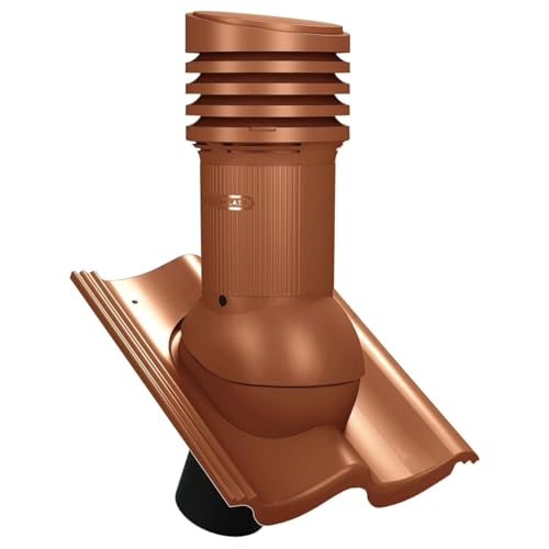 Entlüfterkamin Tile EVO DN150 für Braas Doppel S, Nelskamp S, IBF Doppel-S, ProDach Doppel-S Dachziegel Dachlüfter Lüfter (RAL8004 (Ziegelrot))