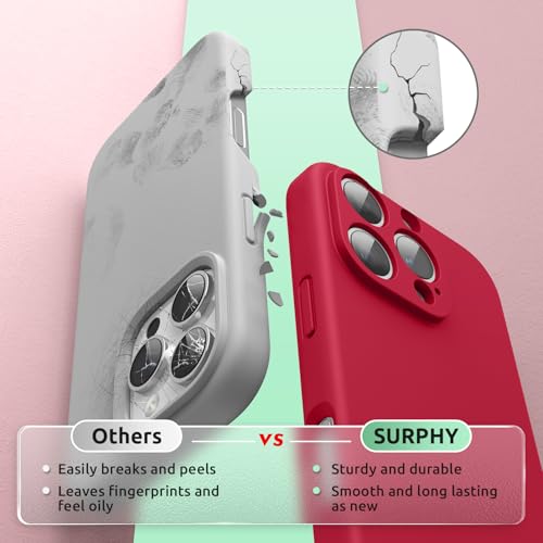 SURPHY Designed for iPhone 16 Pro Case Compatible with MagSafe (6.3 inch 2024), Liquid Silicone Phone Case (Camera Protective, Soft Microfiber Lining), Red by SURPHY - Image 4