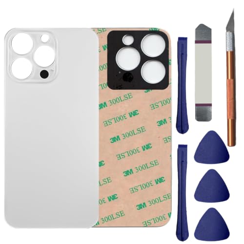 Vitre arrière iPhone 13 Pro Max argentée avec lentille caméra et kit outils