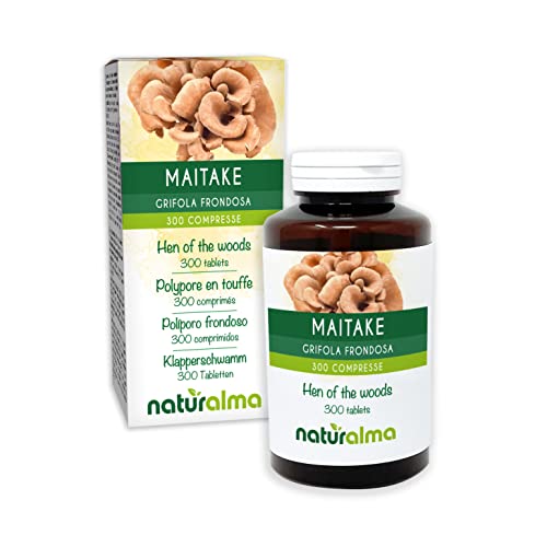 Maitake o Políporo frondoso (Grifola frondosa o Polyporus frondosus) hongo Naturalma - 150 g - 300 comprimidos - Complemento alimenticio - Natural y Vegano