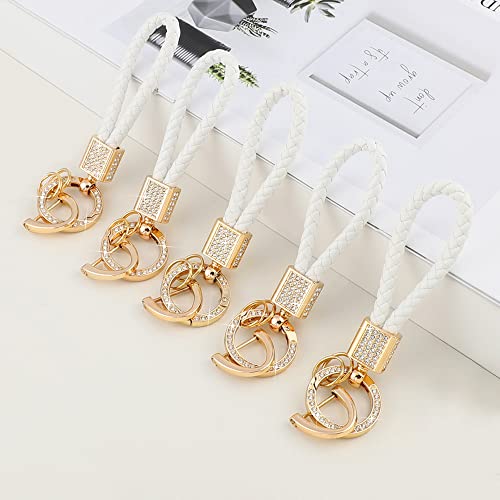 Pifoog Bling Car Keychain For Women Men Girly Keys Fob Holder Chains Accessories Woven Lanyard With Anti-Lost D Ring Spring Universal Cute Gold Tpu Crystal Zinc Alloy 1Pc #TOP7