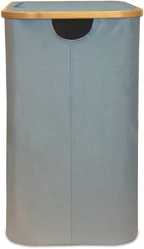 Oceanstar Double Soft Sided Laundry Hamper Sorter With Bamboo Rim Lid, Grey