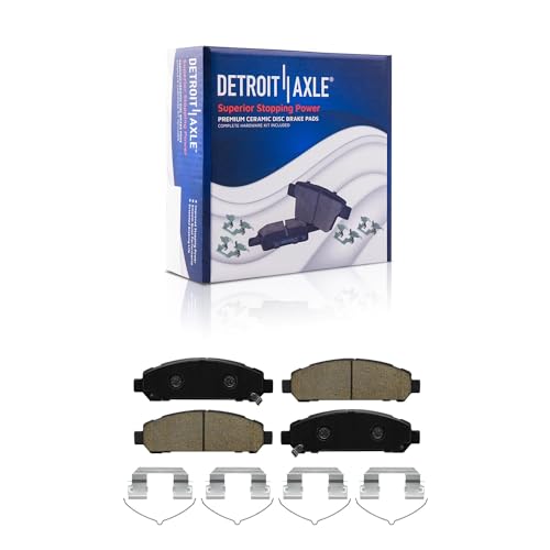 Image of Detroit Axle - Brake Pads for 2009-2016 Toyota Venza 2010 2011 2012 2013 2014 2015 Ceramic Brakes Pads w /Hardware Front & Rear Replacement