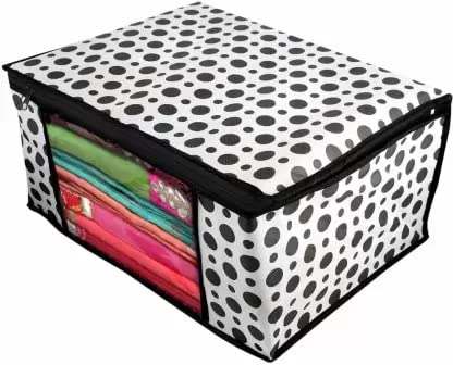 Image of IMMERSE Non-Woven Saree Cover Storage Bag With Transparent Window /Cloth Covers With 2 Premium zip /Saree Organizer for Garment Covers with a capacity of up to 8 sarees (Pack Of 6) (Black Pack of 3)