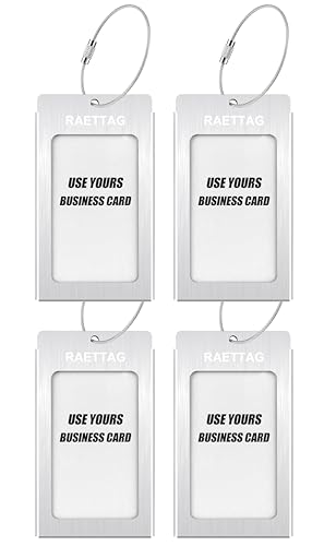 Image of Luggage Tags Metal Suitcase Tags Travel Bag ID Identifier Luggage Tag (Silver 4-Pack)