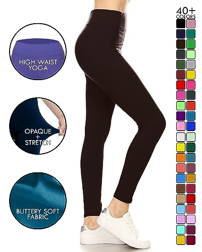Image of Leggings Depot High Waisted Leggings for Women Buttery Smooth & Soft Women's Solid Yoga - Reg, Plus, 1X3X, 3X5X