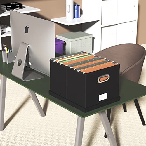 2 Pack File Storage Organizer Box,Filing Box,Portable File Box With Lid,Fit For Letter/Legal File Folder Storage,Black-Box Only #TOP6