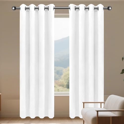 Rideau occultant blanc de qualité supérieure à œillets au design moderne