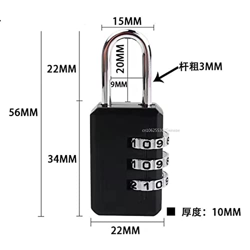 Serrure à code 3 chiffres argentée pour cadenas de valise et sac à dos - 4
