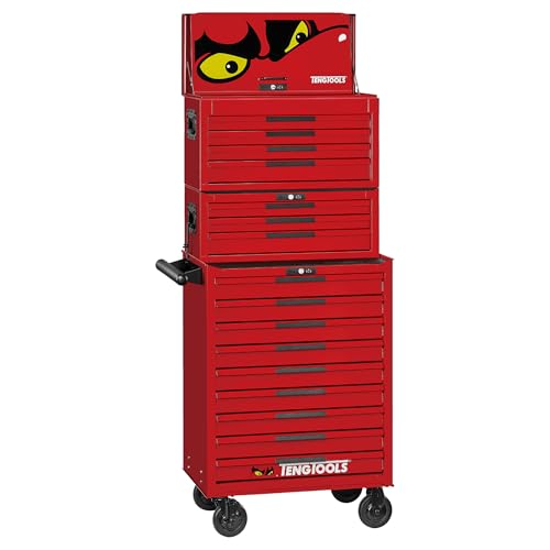 Teng Tools 26 Inch Wide 16 Drawer PRO35 Heavy Duty Red Stack Tool Storage Box - TSS26R16
