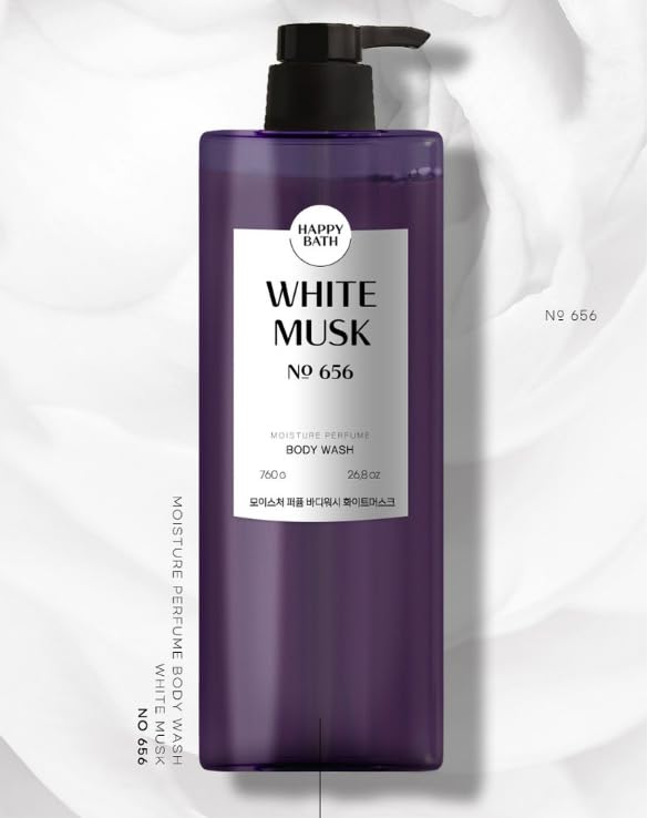 ZEESOON Happy Bath Moisture Performed Shower Body Wash for Women, Men No 656 (760ml 25.69 fl oz.) skin care and skin soft body cleansing foam (White Musk)