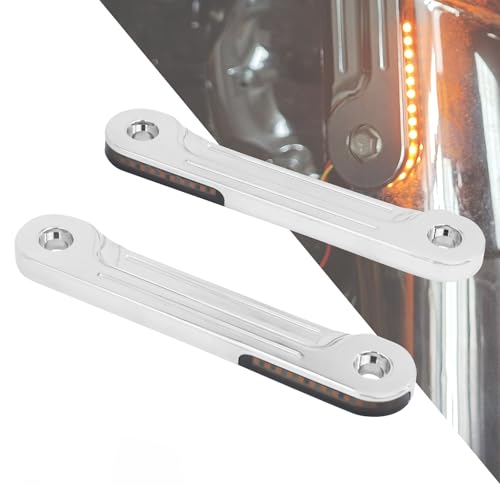 HDBUBALUS Motorcycle Flush Fork Turn Signals Brackets Shock absorber LED Running Side Lamp For Harley Touring Street Glide Road King 1998-2023 (Color: Chrome)