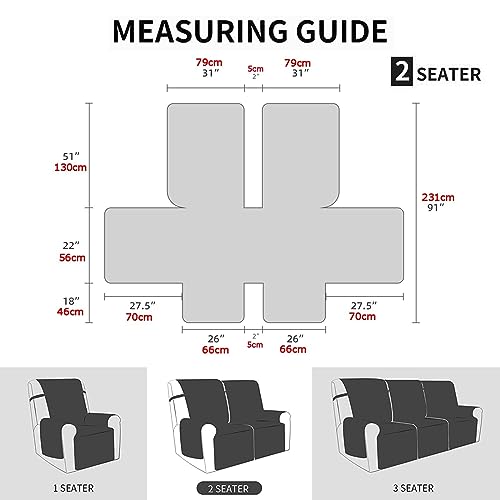 Funda impermeable para silla reclinable y protector de sofá antideslizante 2 plazas 5