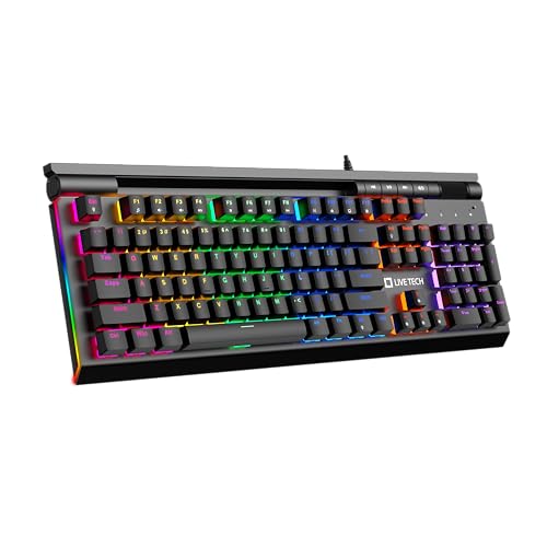 Image of Live Tech Octane+ Aluminum Panel Gaming Keyboard | Blue Mechanical Switches | 17 RGB Lighting Effects | Volume Knob & Multimedia Controls