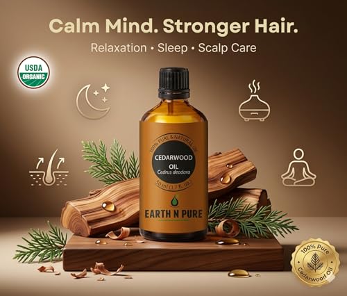 Image of Earth N Pure Cedarwood Essential Oil | Steam Distilled | Pure & Undiluted | Supports Scalp Balance & Healthy-Looking Hair | Vegan & Cruelty-Free | 50ml