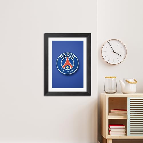 Image of TenorArts PSG Poster Football 3D Textured Logo Print Laminated Photo Frame Painting with Matt Finish Black Tectures (9 inches x 12inches)