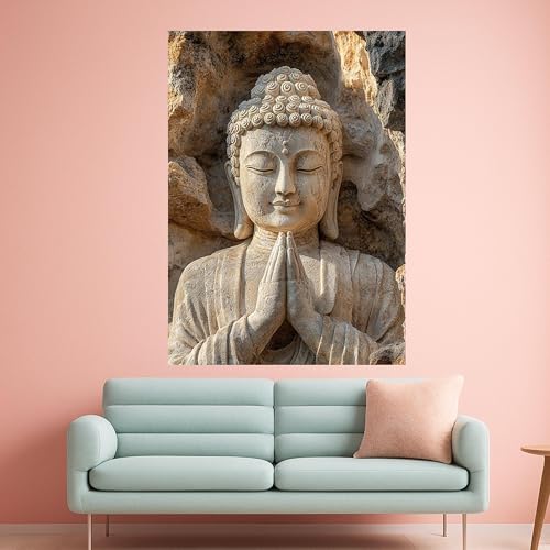Lienzo de Buda de piedra para meditación zen cuadro de pared de 21x30 cm sin marco 3
