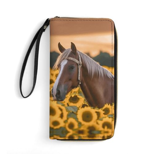 Portafoglio sottile con motivo foglie gialle di pollo per e disponibile in diversi stili Cavallo girasole 19.7x10.5cm Casual uomo donna giallo pelle