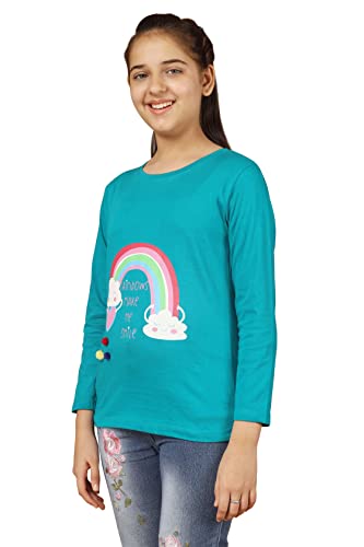 Image of KYDA KIDS 100% Cotton Girls Full Sleeve Printed T-Shirt,Regular fit Round Neck Tops