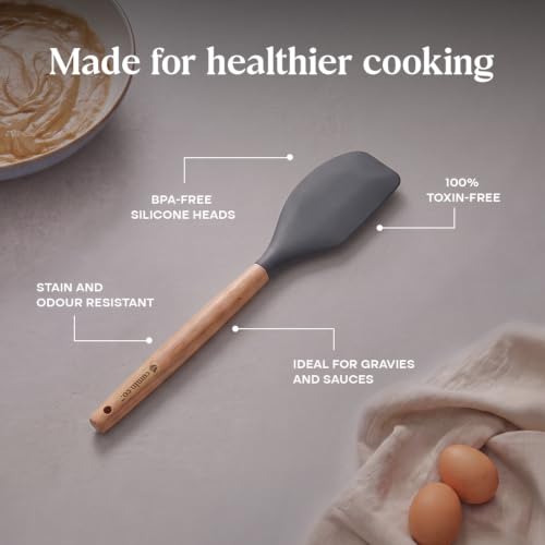 Image of CUMIN CO. Silicone Scraper | Non Toxic Heat Resistant Spatula for Cooking and Baking | BPA Free, SGS Certified | Upto 230C | Cookware Friendly