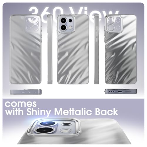 Image of Amazon Basics Back Cover for Oppo K13 5G | Pearl-Marble Swirl Design | Slim Shockproof TPU | Camera Protection Bumper Case (Silver)